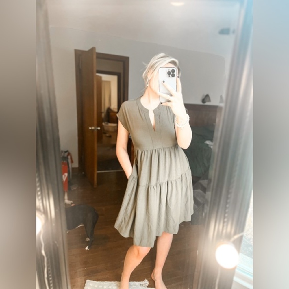 Calvin Klein Casual Dress — Olive Green